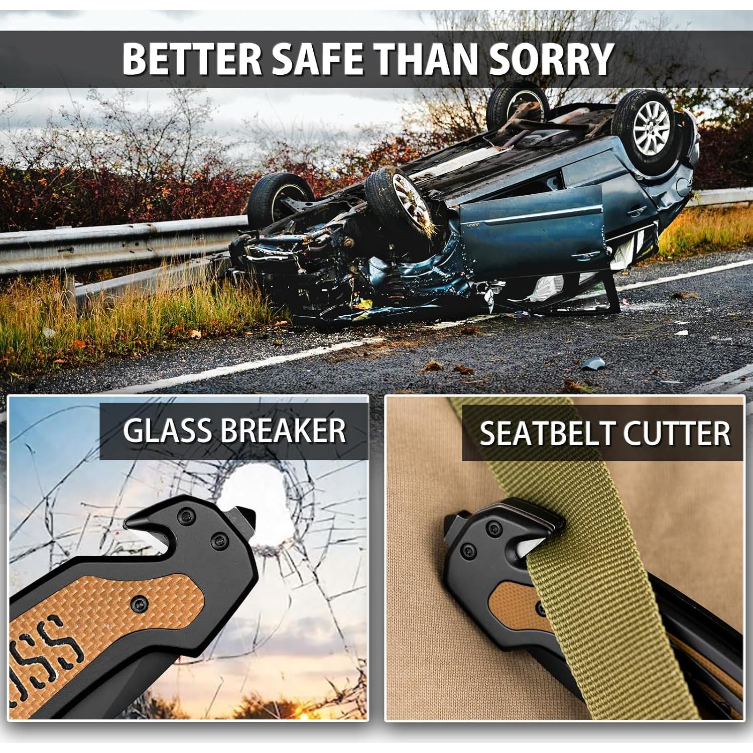 Cuchillo Plegable NedFoss NF18, 3 en 1, 9.7 cm, Supervivencia