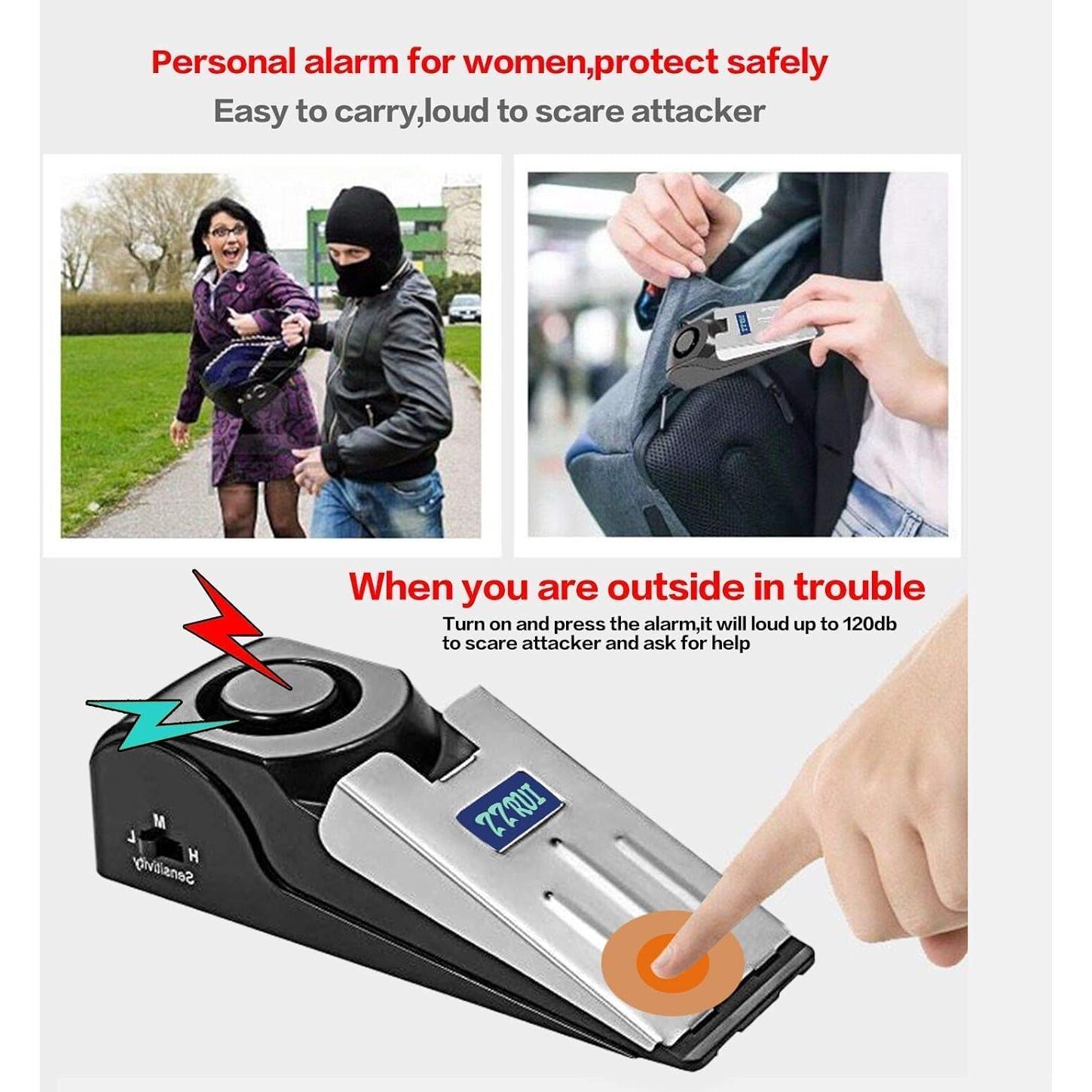 Alarma de Puerta ZZRUI 120dB Portátil con Tope Antideslizante