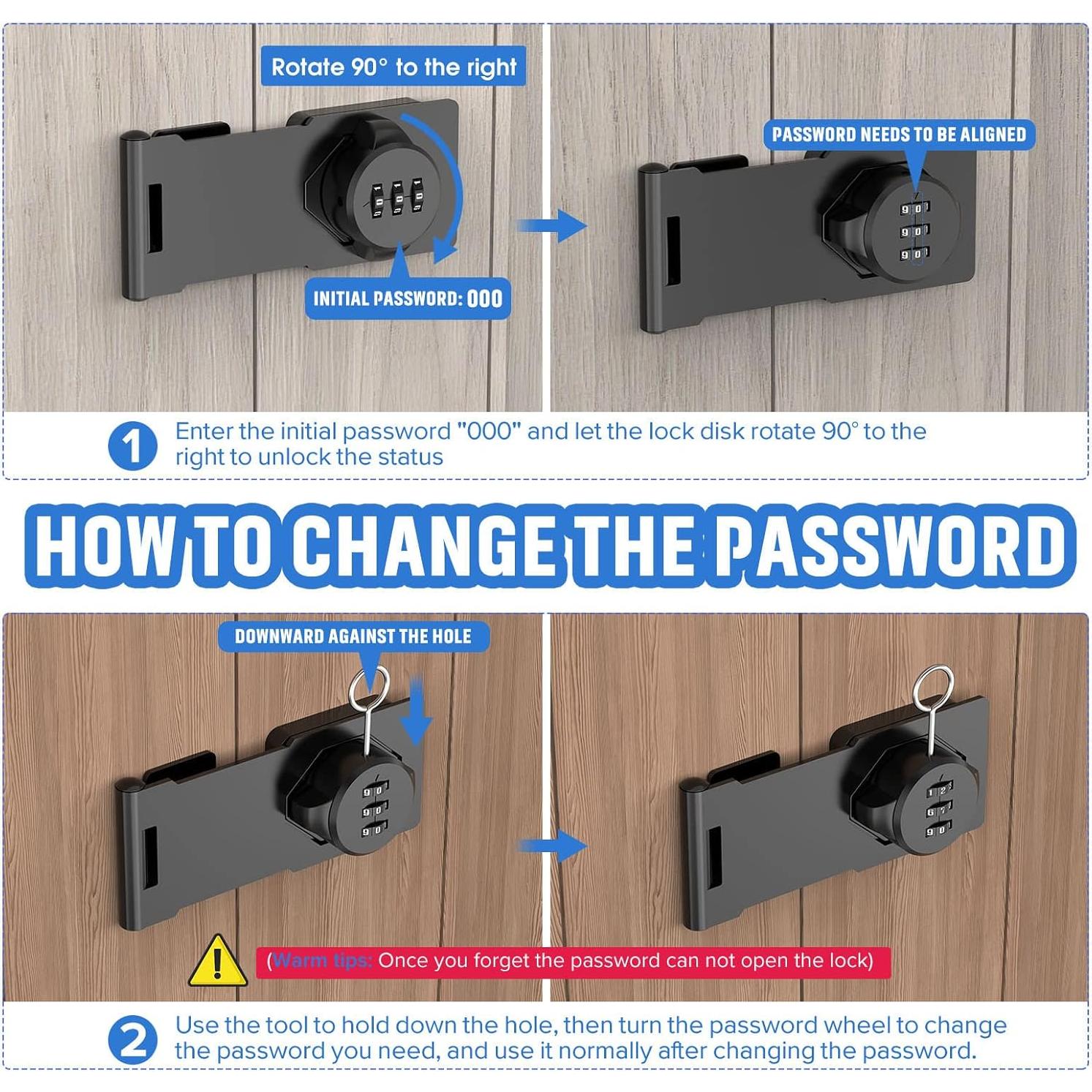 Cerraduras de Combinación MeBantoo para Armarios - 2 Paquetes Negros
