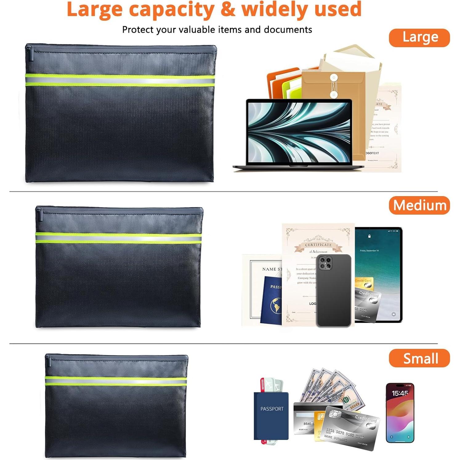 Bolsa de Documentos a Prueba de Fuego FRECOLSH - 3 Tamaños