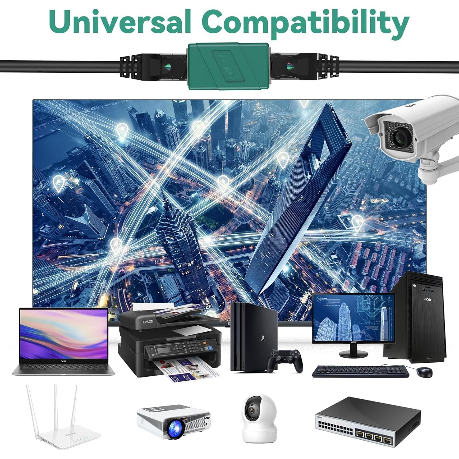 Acoplador RJ45 Hembra a Hembra ECJTU 2 Paquete Verde