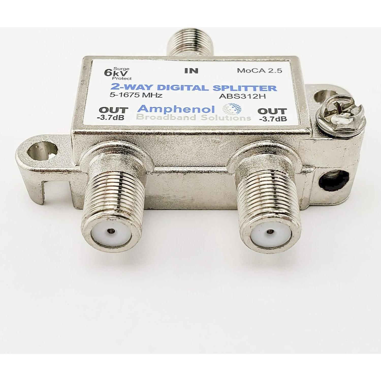 Divisor Coaxial Digital 2 Vías Amphenol MoCA 2.5 ABS312H