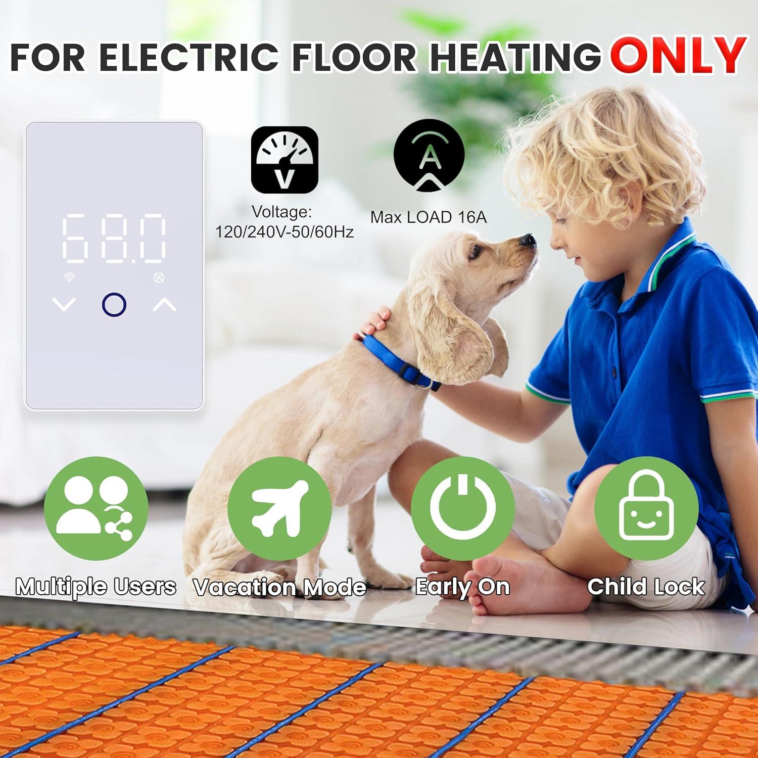 Termostato Inteligente MAXKOSKO WiFi para Calefacción de Suelo 120V