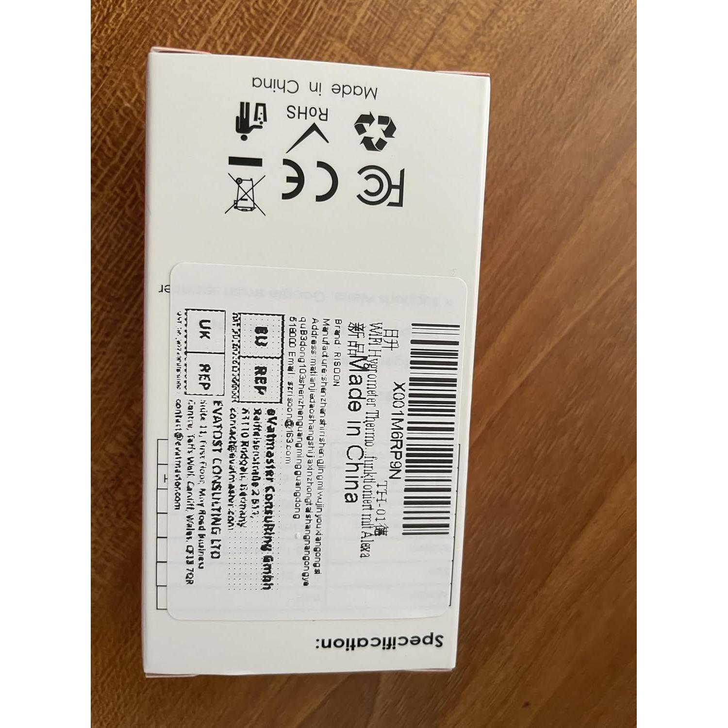 Termómetro Higrómetro WiFi RISOON con App Tuya y Alexa