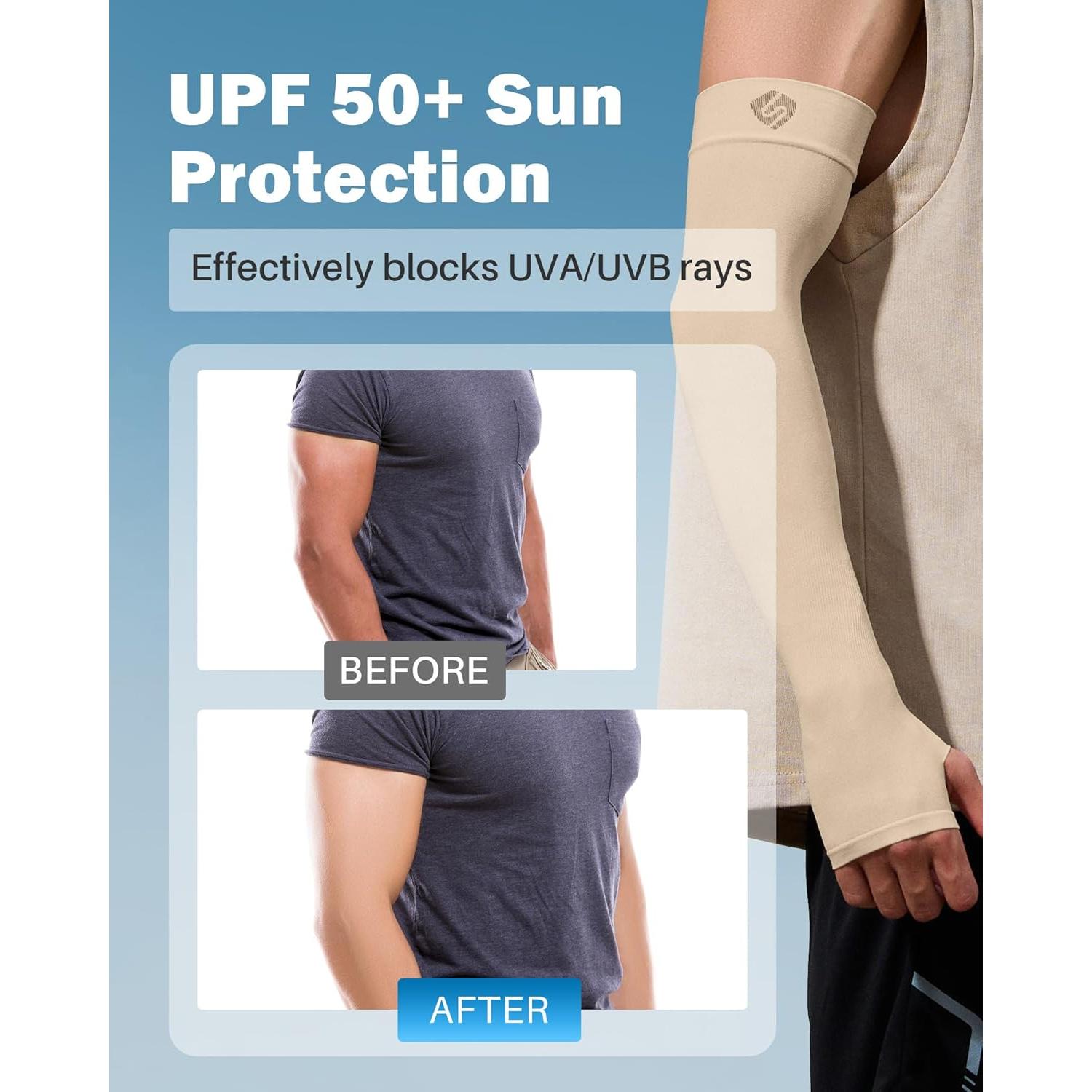 Mangas de Compresión UV para Brazo Shinymod - Unisex Beige