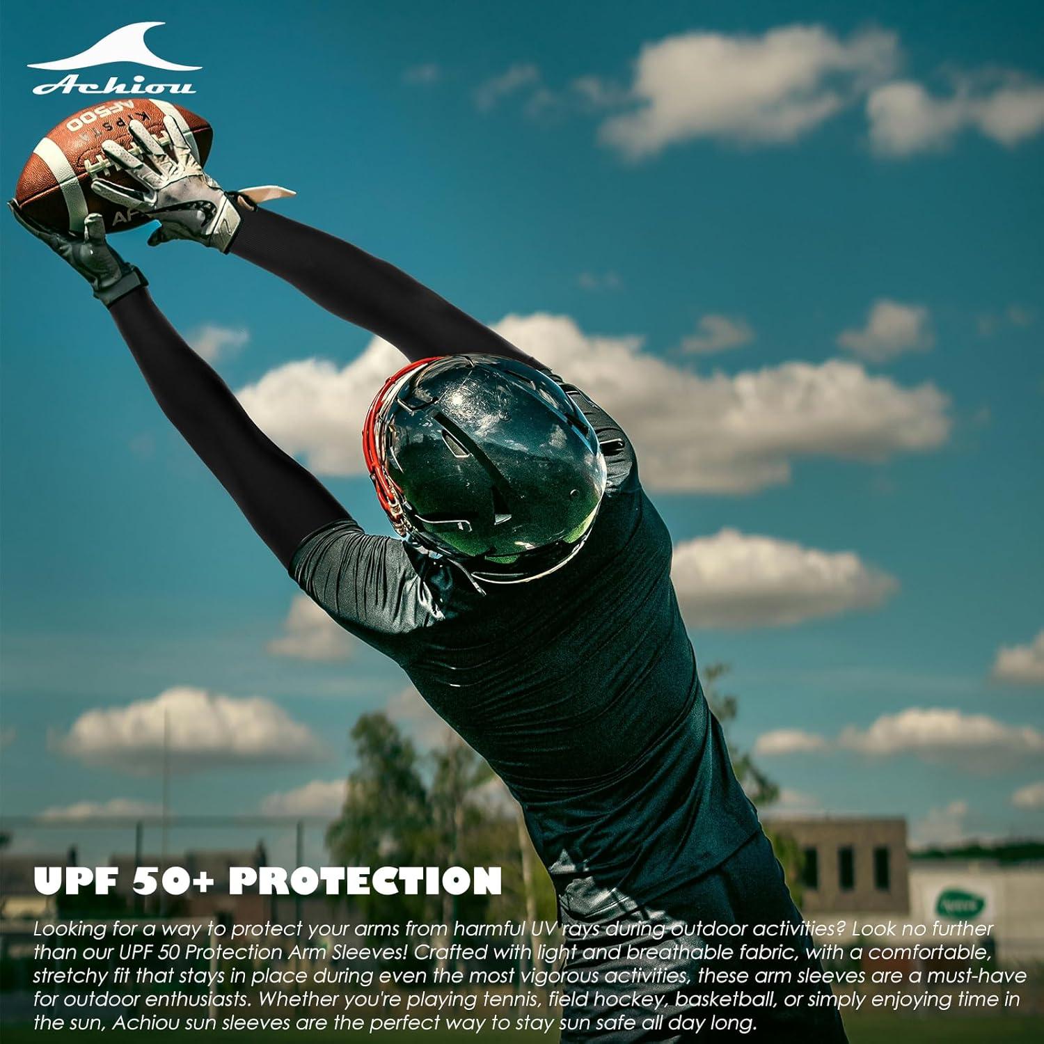Mangas de Compresión Achiou UV 50 para Brazo Unisex - Negro