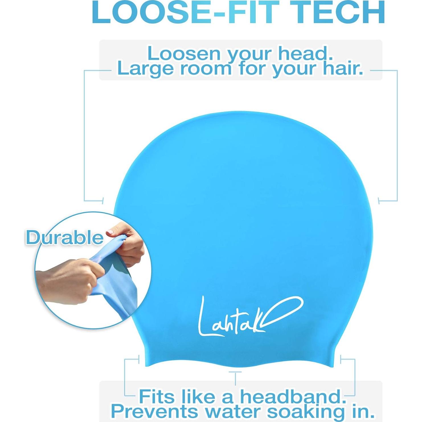 Gorro de Natación Grande Lahtak Silicona Aqua Blue - Antifugas