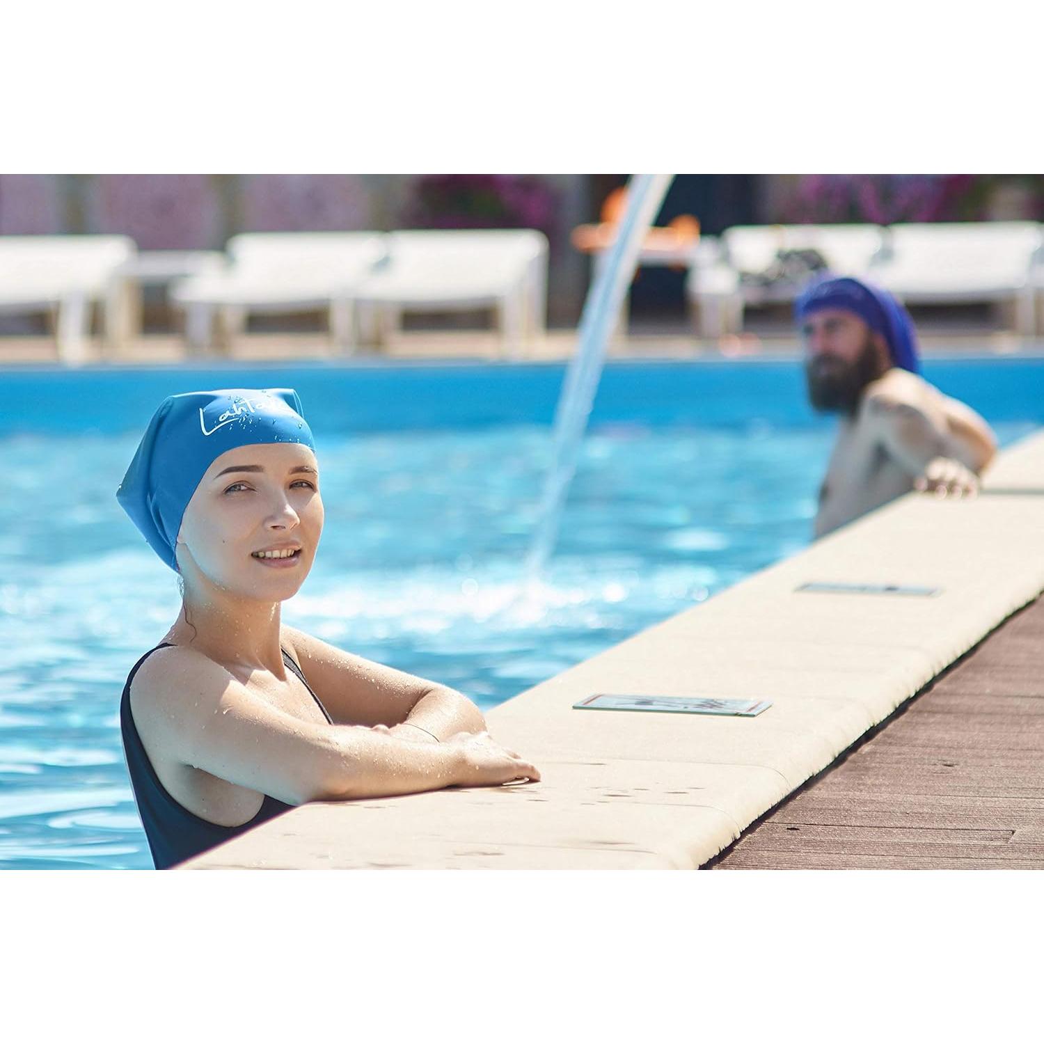 Gorro de Natación Grande Lahtak Silicona Aqua Blue - Antifugas