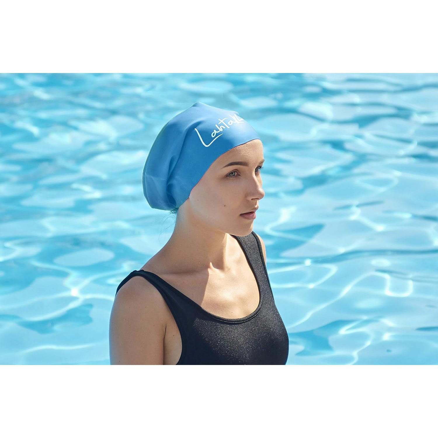 Gorro de Natación Grande Lahtak Silicona Aqua Blue - Antifugas