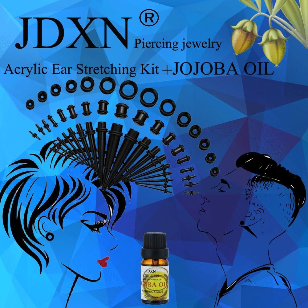 Kit de Estiramiento de Oídos Acrílico 50 Piezas + Aceite Jojoba