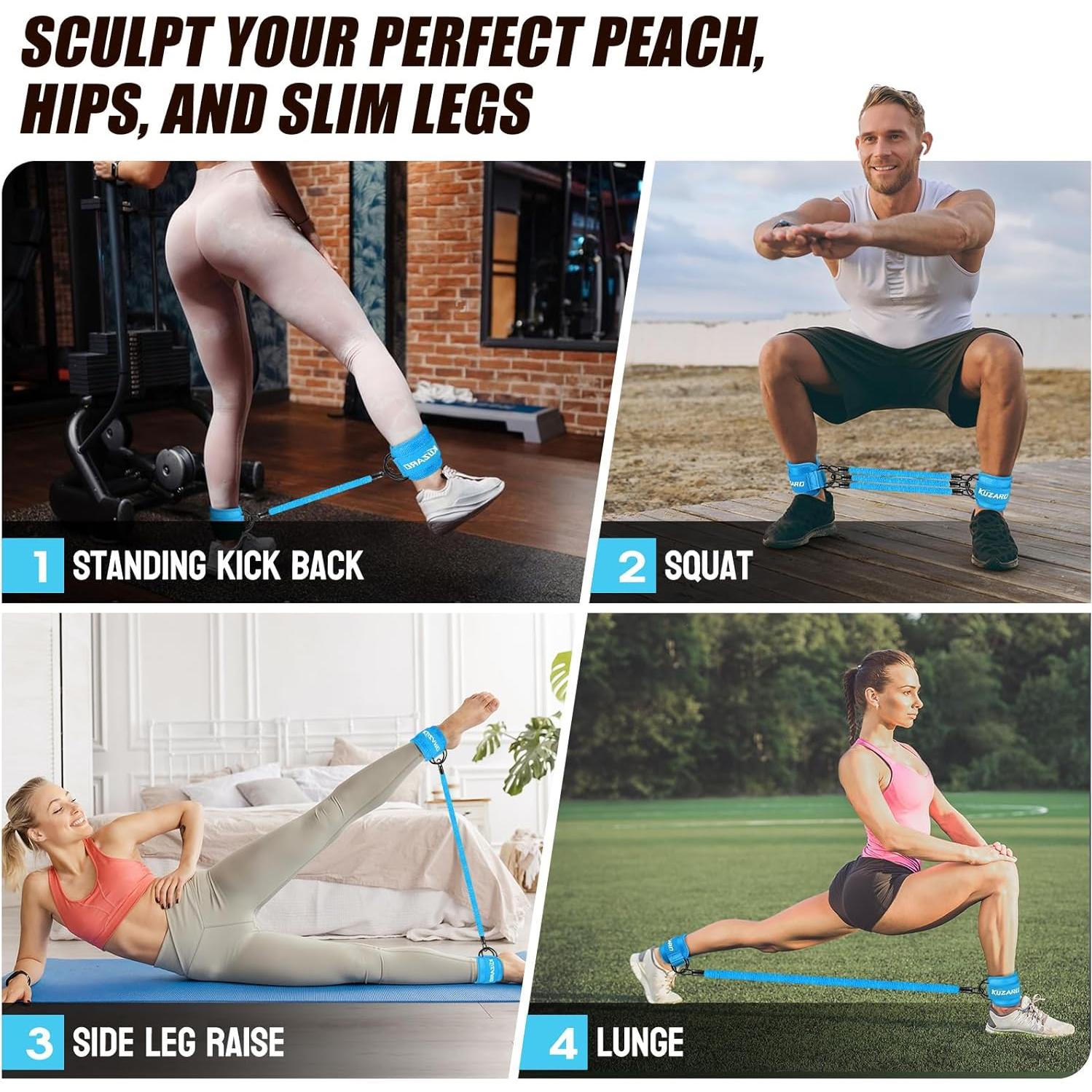 Bandas de Resistencia para Tobillos KUZARO - 3 Niveles 4.5-13.6 kg