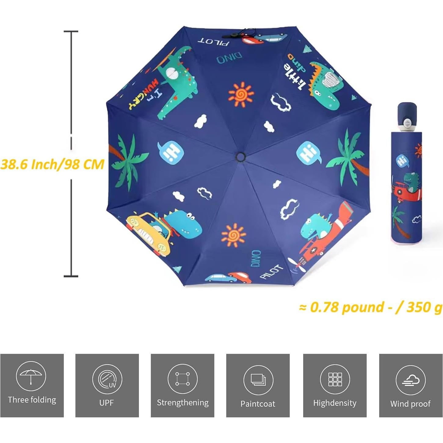 Paraguas Automático Plegable para Niños Hannstar - Diseño Gatito