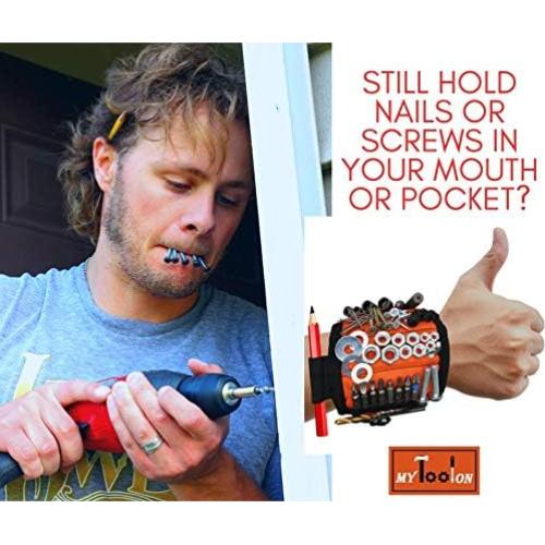 Pulsera Magnética MyToolOn Naranja con 20 Imanes Ajustable