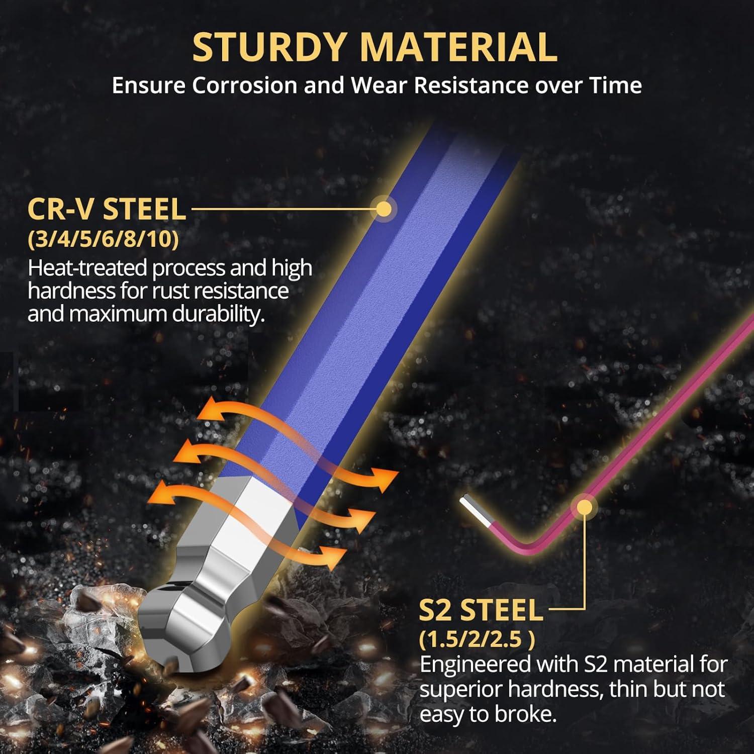 Juego de Llaves Allen AMTOVL 9PCS Métricas 1.5-10MM Antideslizante