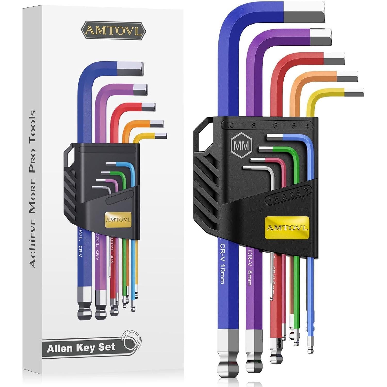 Juego de Llaves Allen AMTOVL 9PCS Métricas 1.5-10MM Antideslizante