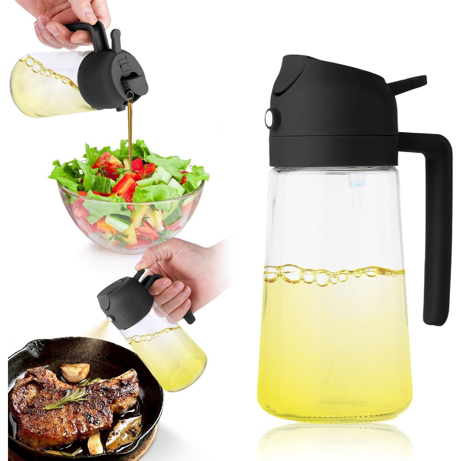 Rociador de Aceite 2 en 1 Widgetgogo 470ml Vidrio Negro