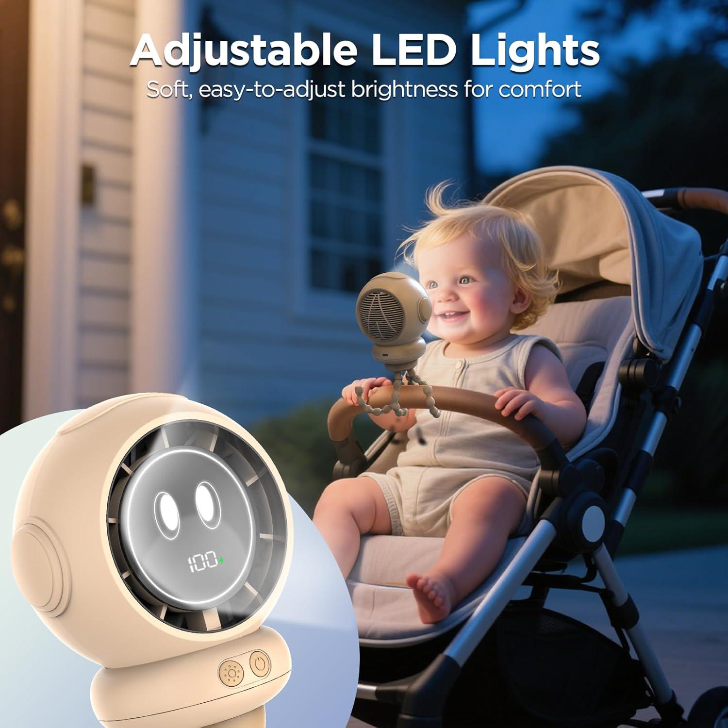 Ventilador de Cochecito BreezeBoost 6000mAh 4 Velocidades LED