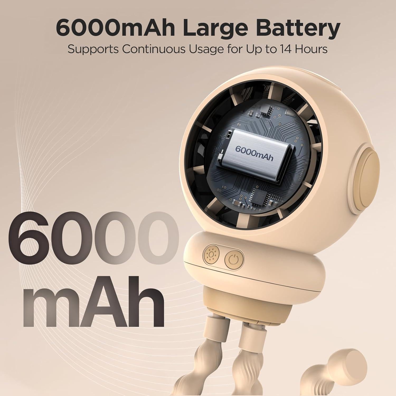 Ventilador de Cochecito BreezeBoost 6000mAh 4 Velocidades LED