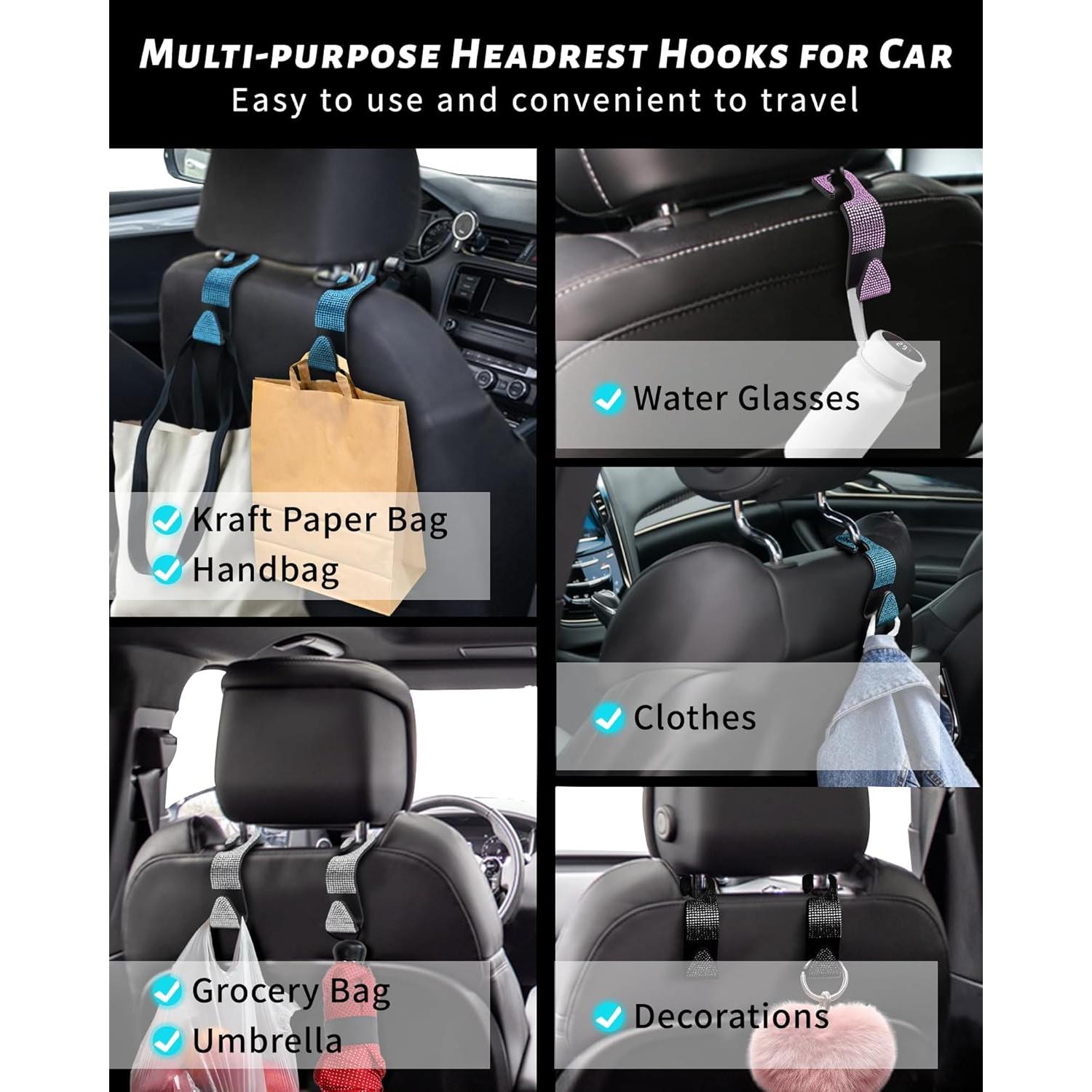 Ganchos para Asiento de Coche MUPEAK Rosa Brillante, 4 Piezas