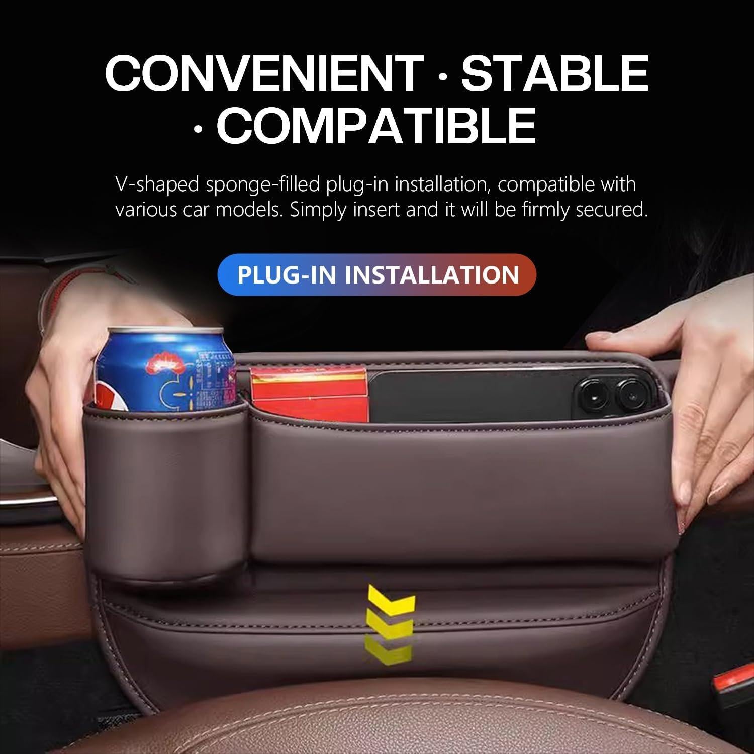 Bolsa organizadora de cuero para vaso de automóvil oddmmo