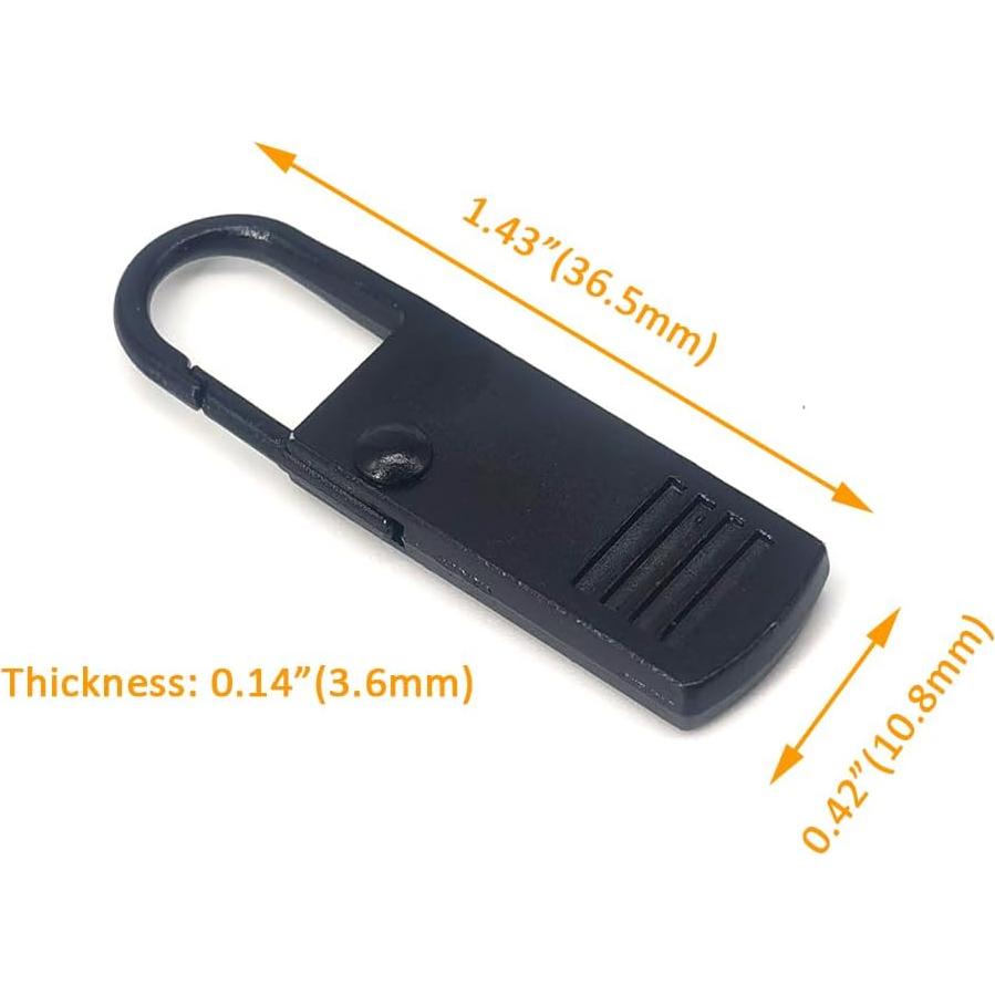 Reemplazo Tiradores de Cremallera Alamic 10 Piezas Negro