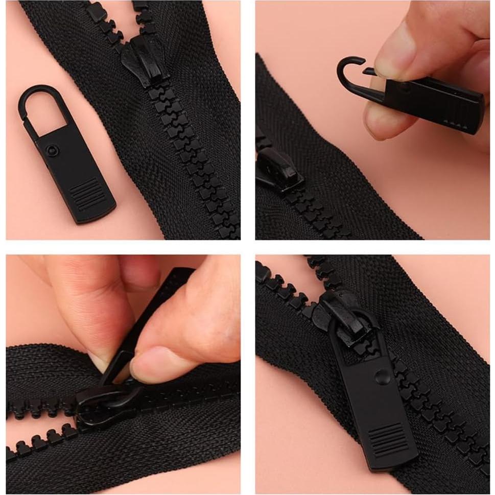 Reemplazo Tiradores de Cremallera Alamic 10 Piezas Negro