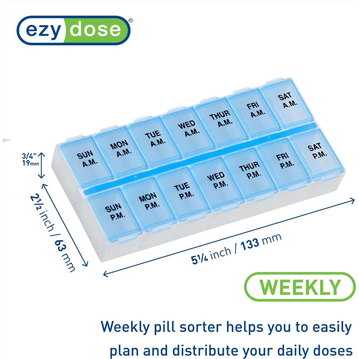 Organizador de Pastillas Ezy Dose Semanal AM/PM Azul 7 Días