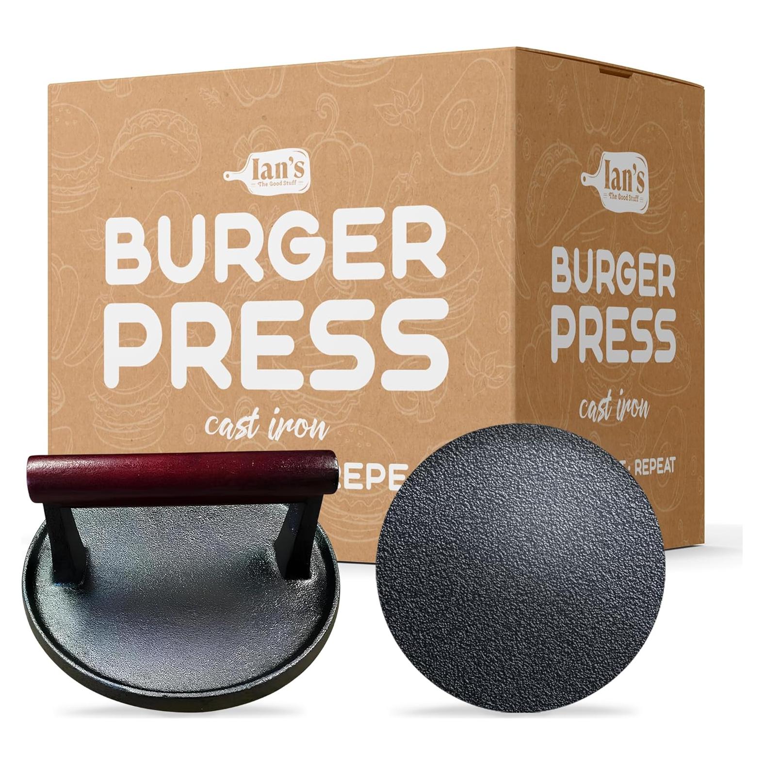 Prensa de Hamburguesas IAN 10 cm Hierro Fundido Alta Resistencia