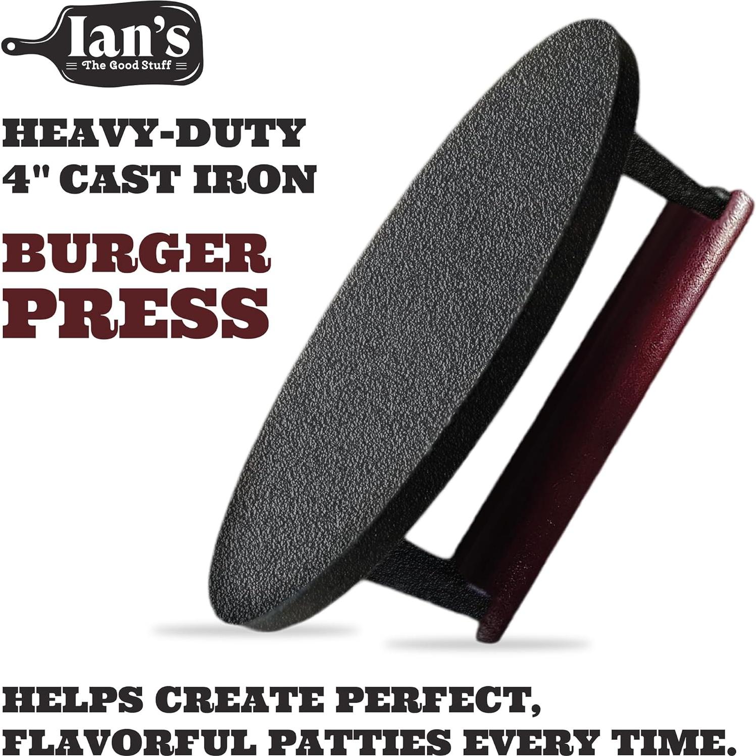 Prensa de Hamburguesas IAN 10 cm Hierro Fundido Alta Resistencia