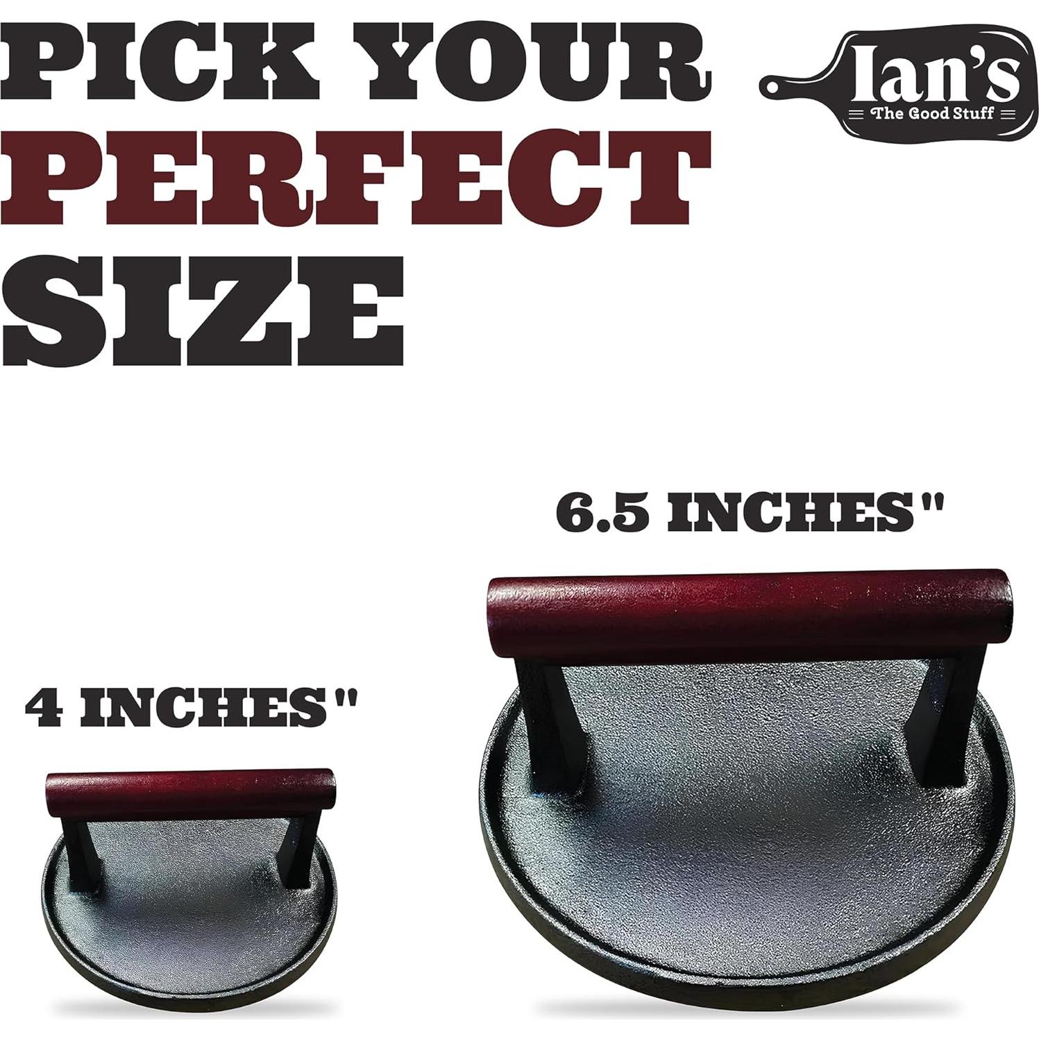 Prensa de Hamburguesas IAN 10 cm Hierro Fundido Alta Resistencia