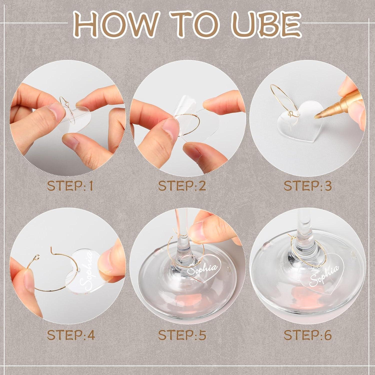 Encantos de Vino Tondiamo 40 Pcs Acrílico Transparente Corazón