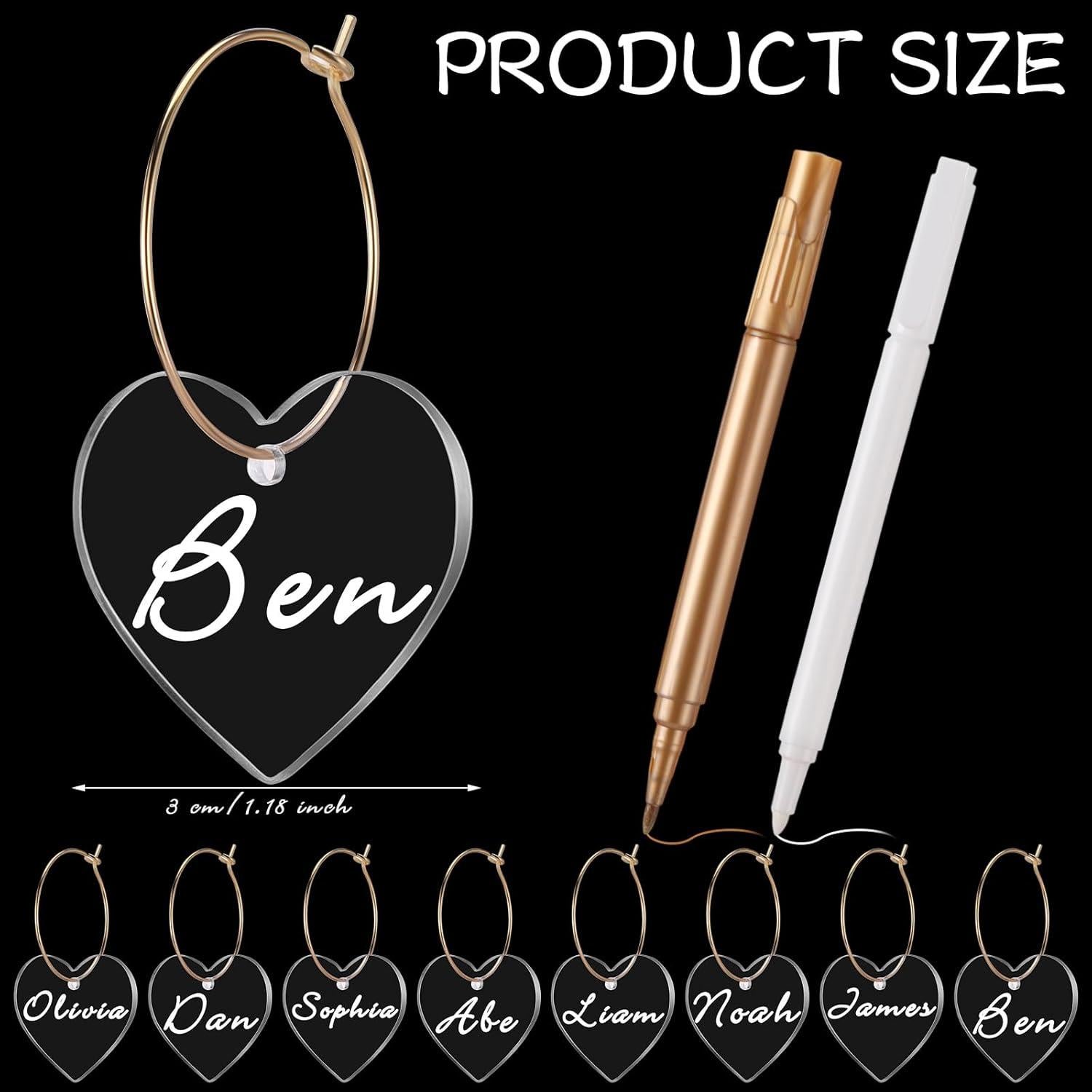 Encantos de Vino Tondiamo 40 Pcs Acrílico Transparente Corazón