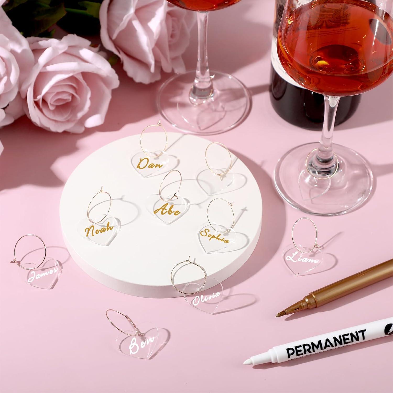 Encantos de Vino Tondiamo 40 Pcs Acrílico Transparente Corazón