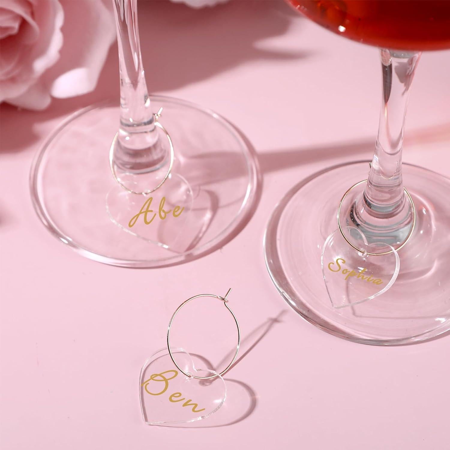 Encantos de Vino Tondiamo 40 Pcs Acrílico Transparente Corazón