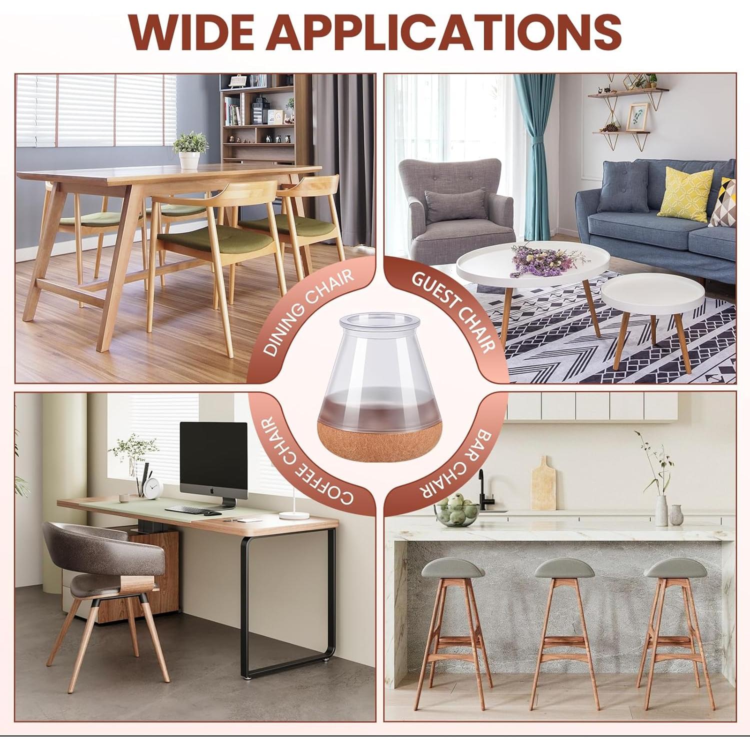 16 Protectores de Piso para Patas de Silla GEMOWN - Silicona y Fieltro