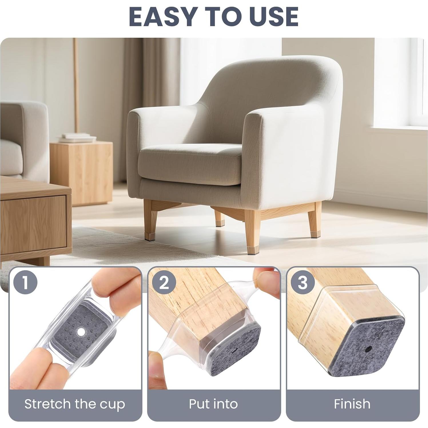 16 Protectores de Suelo para Patas de Sillas GEMOWN - Silicona y Fieltro