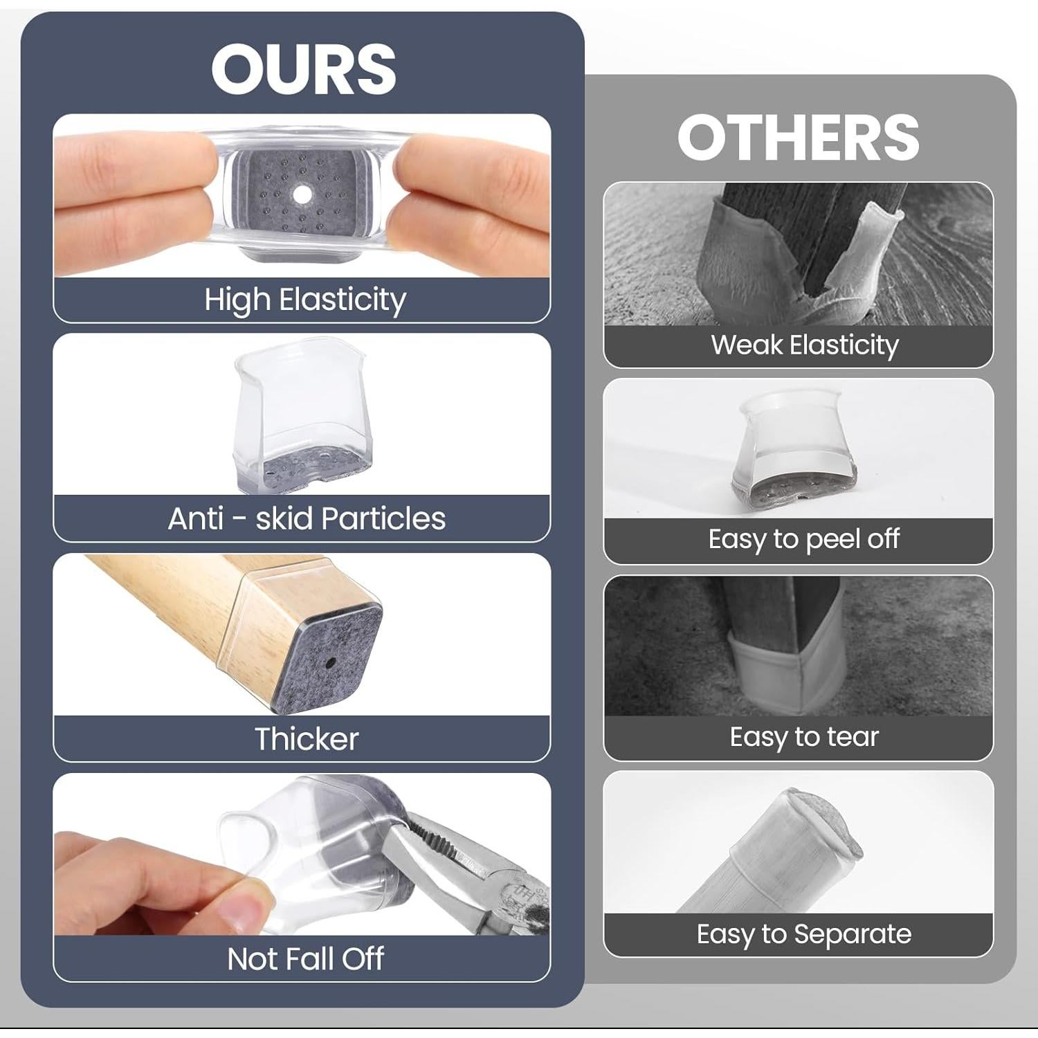 16 Protectores de Suelo para Patas de Sillas GEMOWN - Silicona y Fieltro