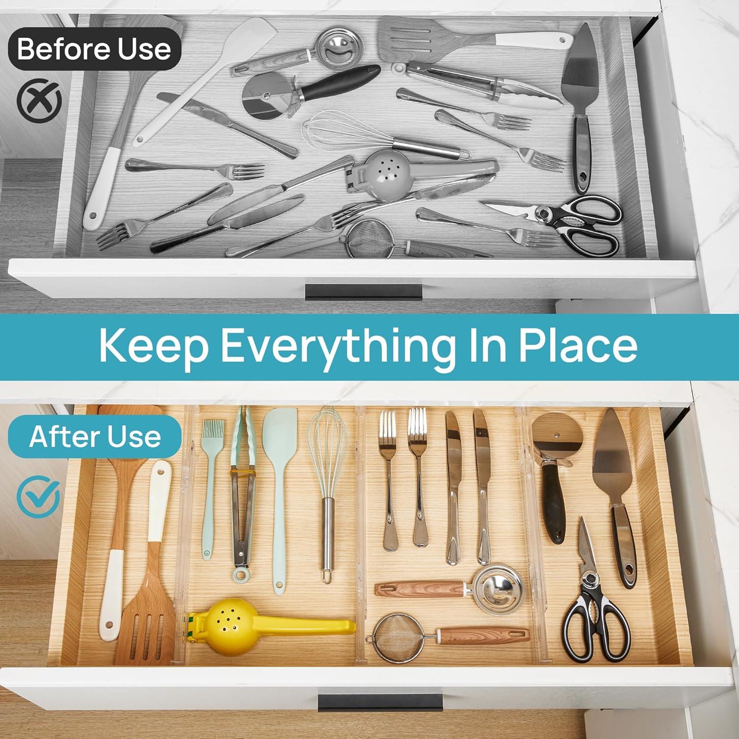 Separadores de Cajones Vtopmart 4 Pack Ajustables 32.2-53.7 cm