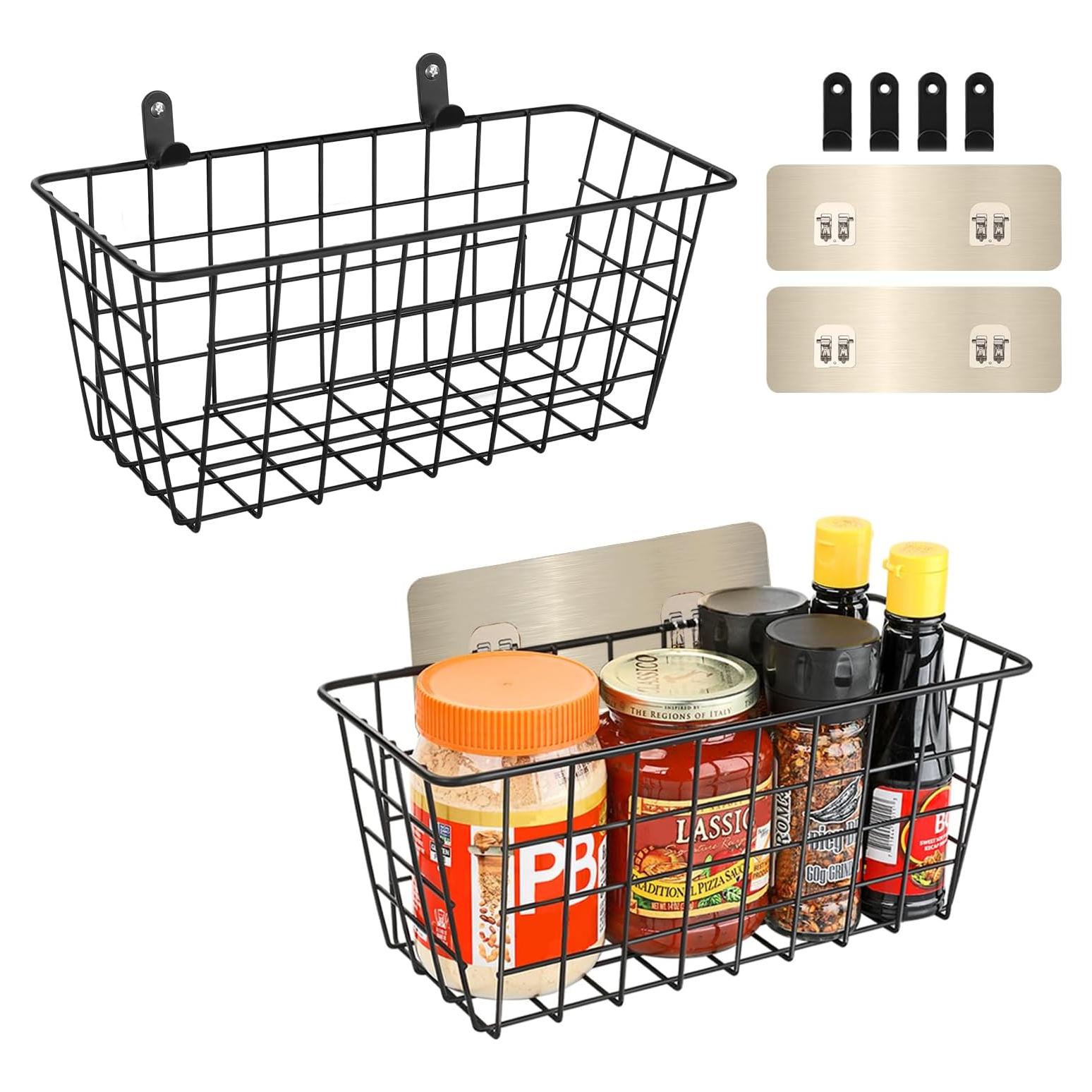 Cestas de Almacenamiento Ptinyiv 2 Piezas Metal Negro