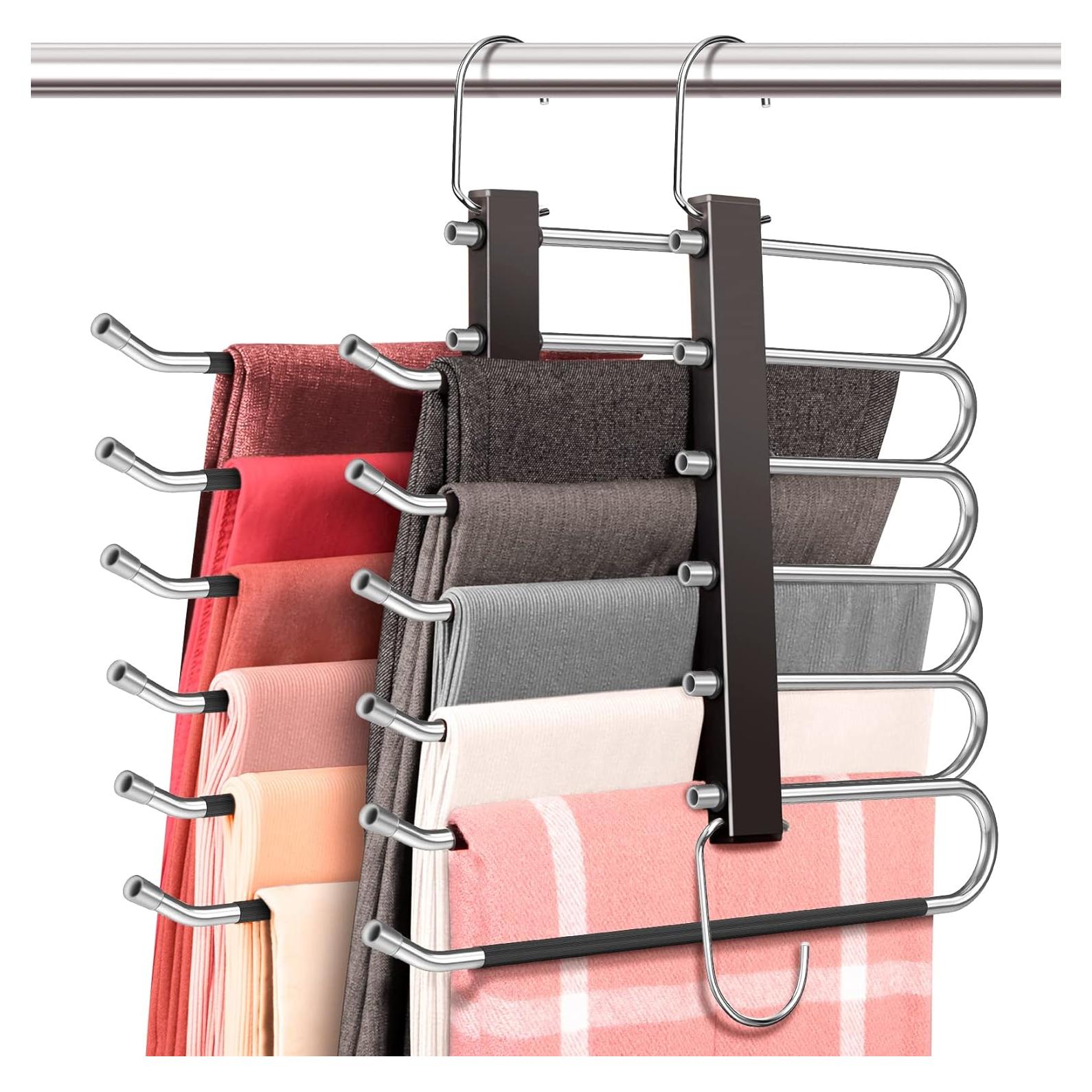 Perchas para Pantalones Antideslizantes HUITEM 2 Paquetes 6 Niveles