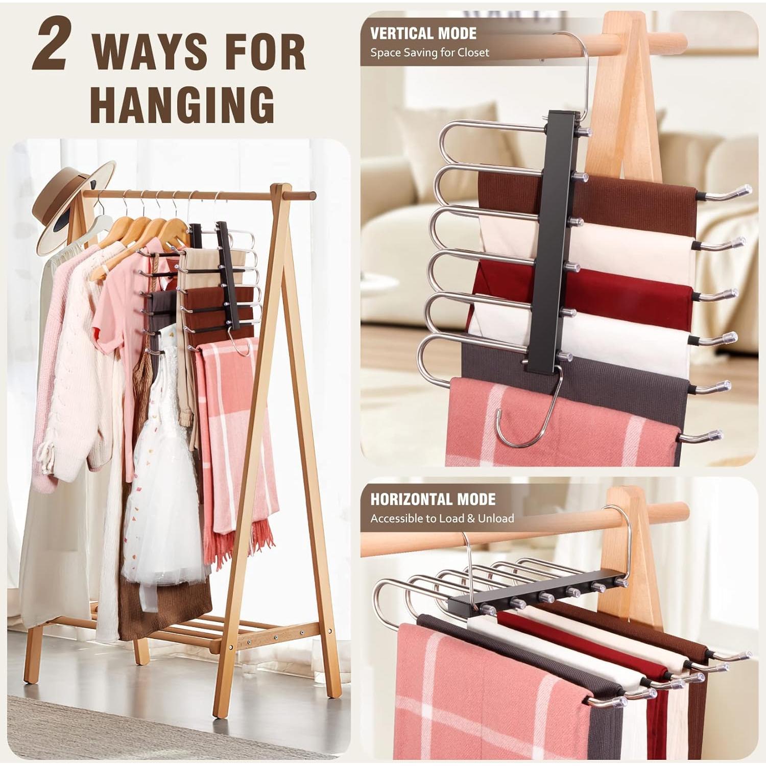 Perchas para Pantalones Antideslizantes HUITEM 2 Paquetes 6 Niveles