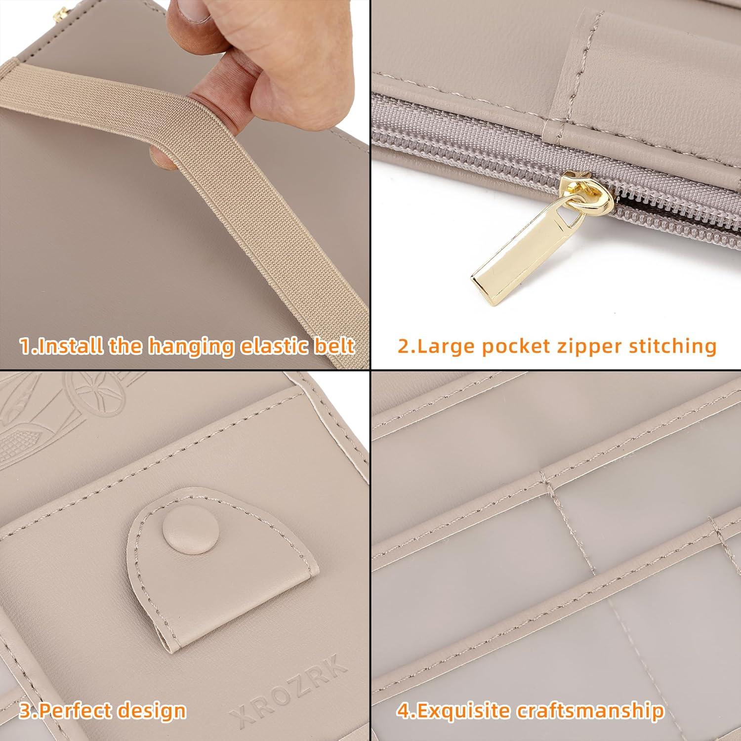 Organizador de Visera Solar XROZRK para Autos y SUVs - Khaki Claro