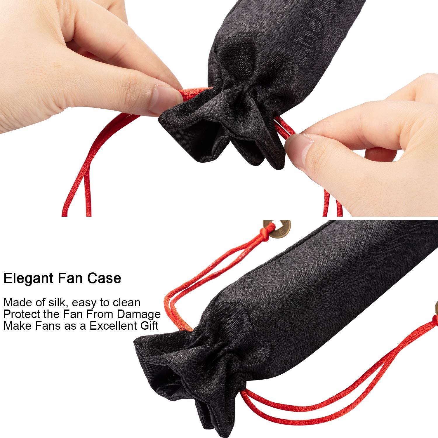 Abanicos de Mano Plegables Maitys 2 Piezas 34x63.5cm Negro