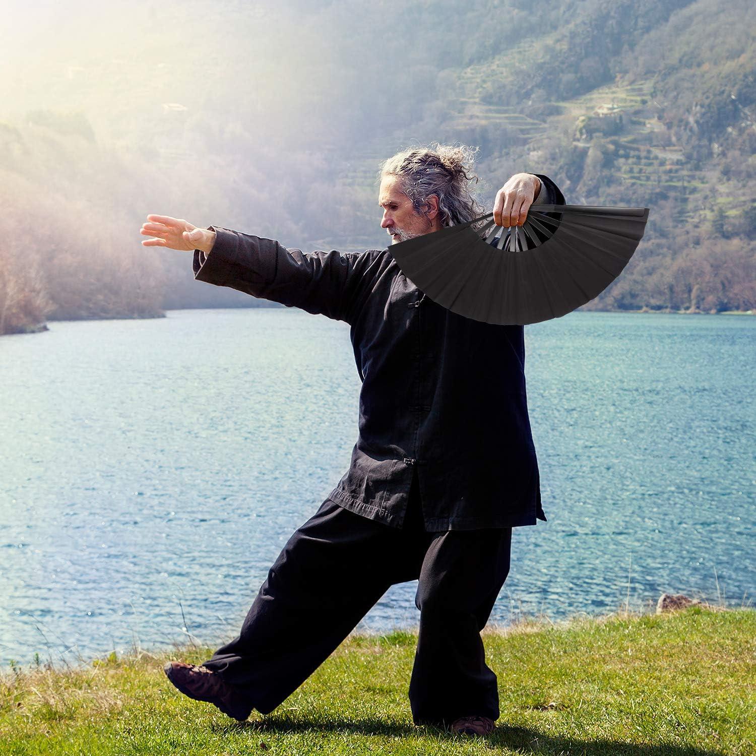 Abanicos de Mano Plegables Maitys 2 Piezas 34x63.5cm Negro