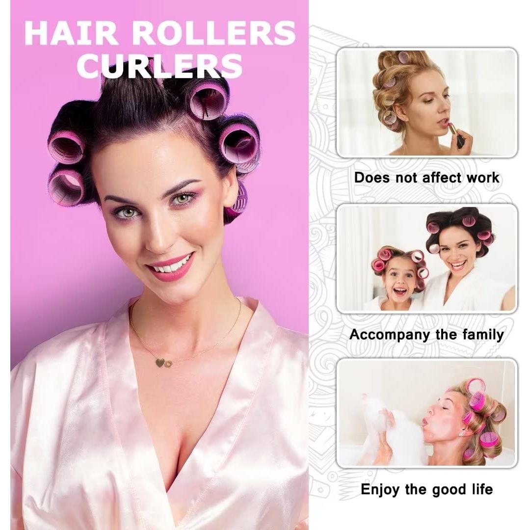 Juego de Rodillos para Cabello Sungenol 18 Piezas Rosa Rojo