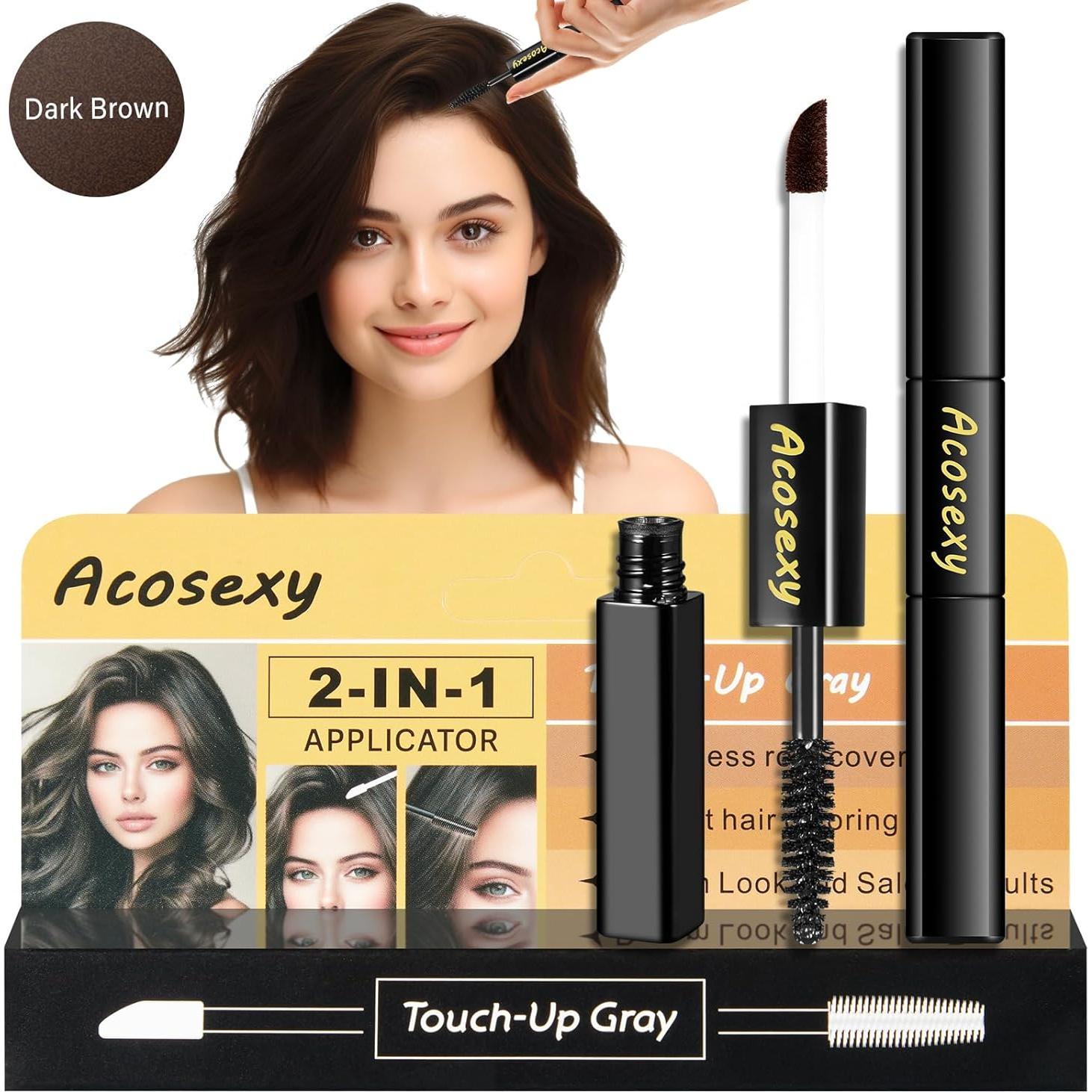 Tinte Temporal de Raíces Gris Acosexy - Marrón Oscuro 52 ml
