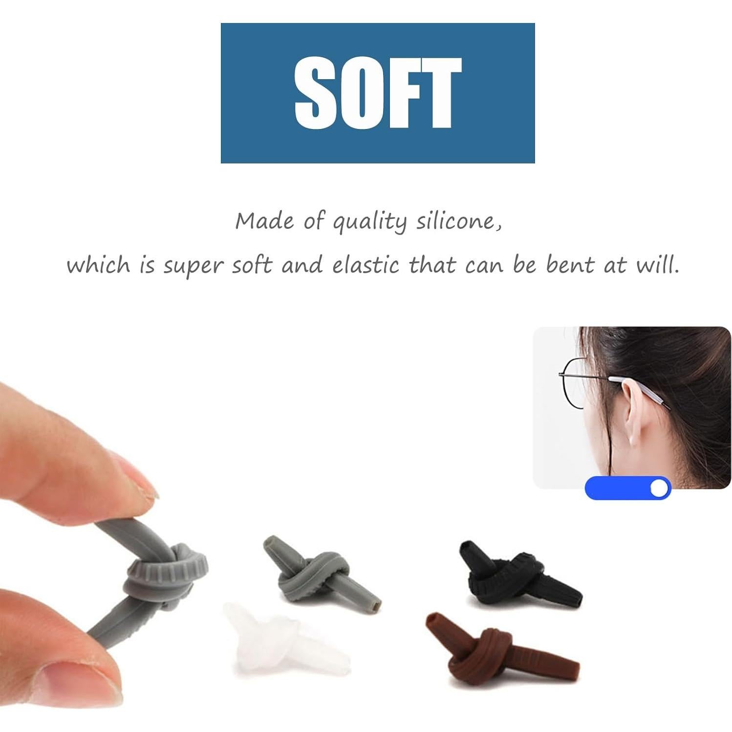 Cojines Antideslizantes para Orejas de Gafas OPUGIT - 8 Pares