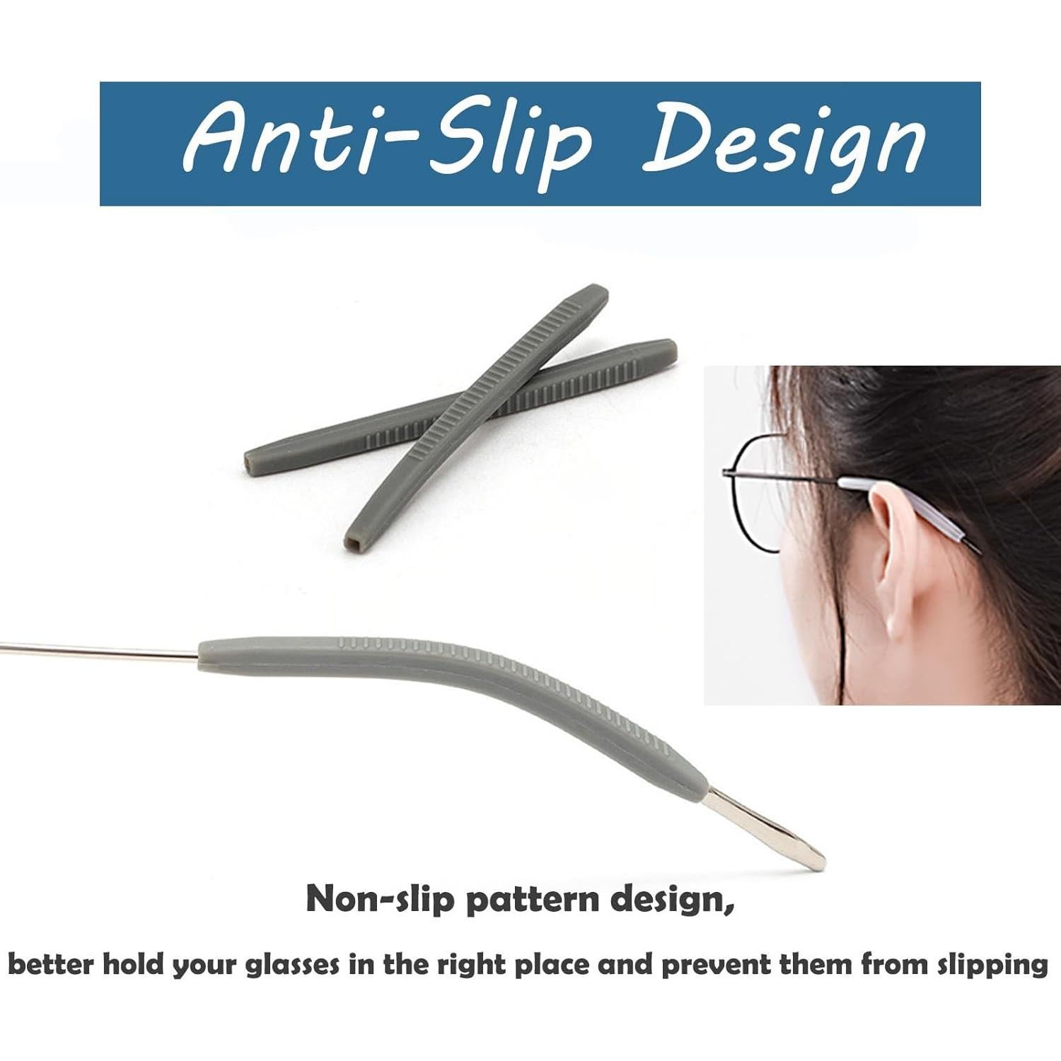 Cojines Antideslizantes para Orejas de Gafas OPUGIT - 8 Pares