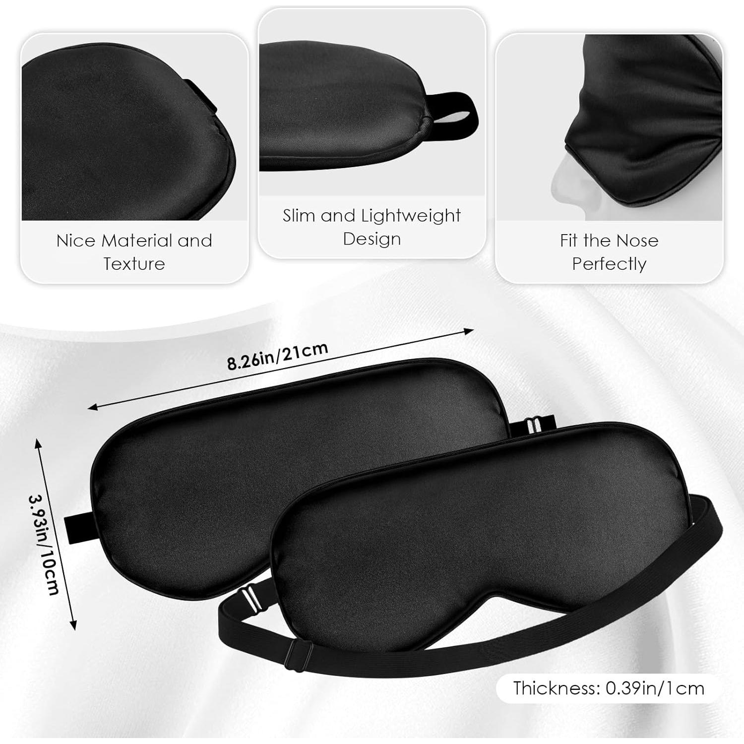 Máscaras de Sueño de Seda FlyCoco 3PCS Ajustables Negro