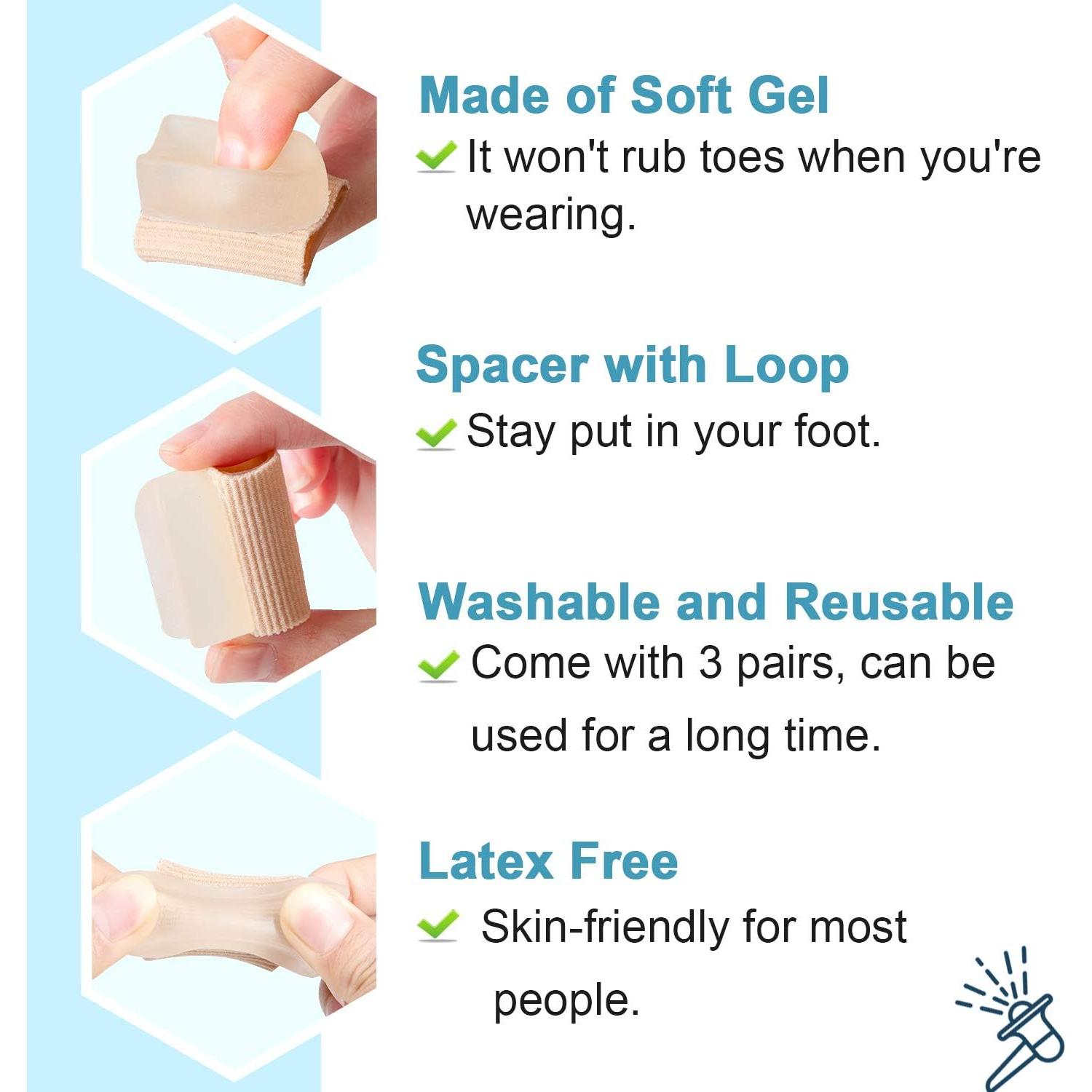 Separadores de Dedos de Gel Povihome 6 Pack para Juanetes